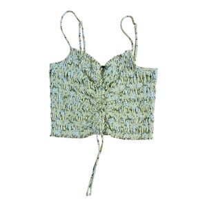 Rue21 Floral Yellow Spaghetti Strap Cropped Women's Tank Top M